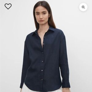 Club Monaco Navy 100% Linen Button Down Shirt